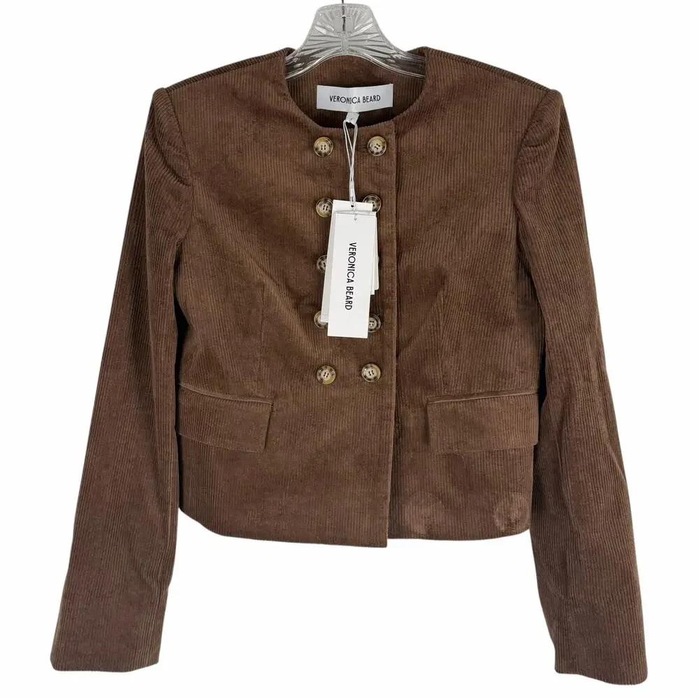 Veronica Beard Bentley Double Breasted Corduroy Jacket Brown Size 2 - Picture 5 of 11